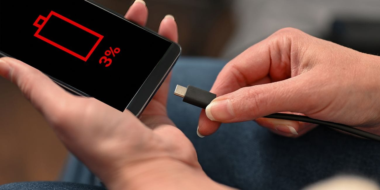 plugging in phone into charger low battery