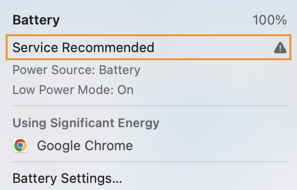 battery service warning notification