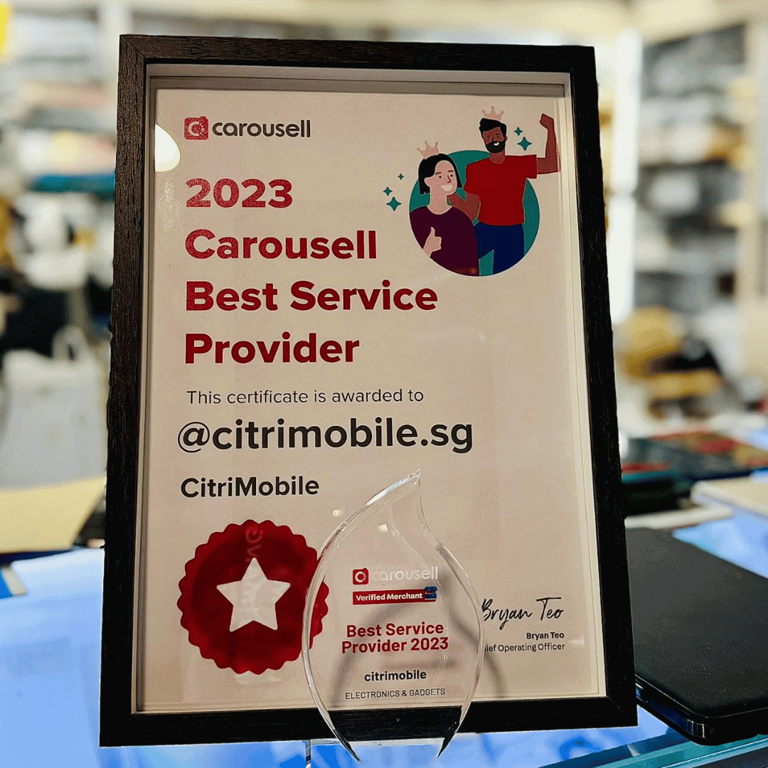 Citri Mobile 2023 Carousell Best Service Provider certificate