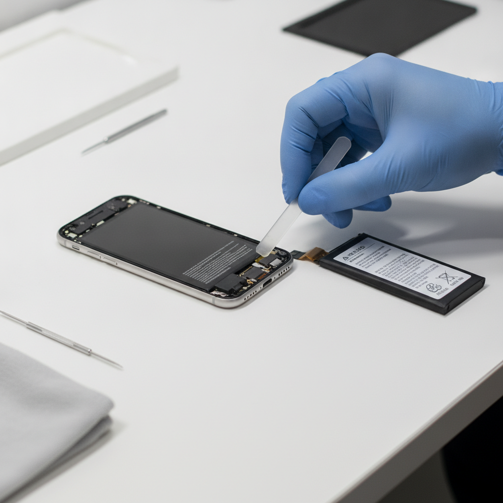 Technician replacing an iPhone battery at Citri Mobile Singapore