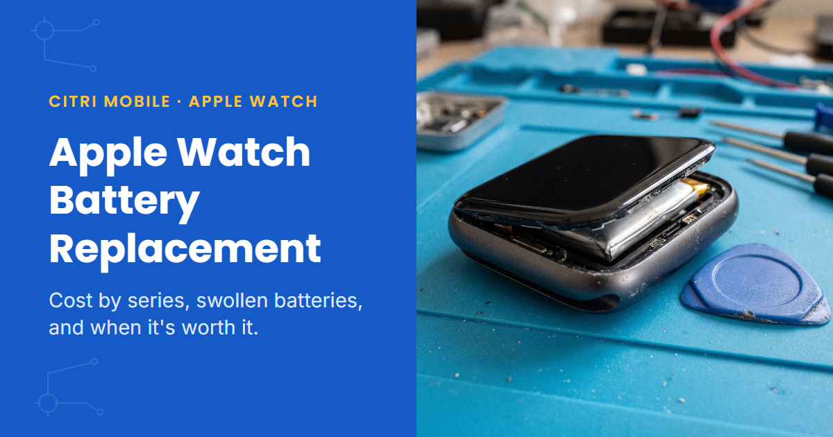 Apple Watch battery replacement Singapore, swollen battery lifting the display