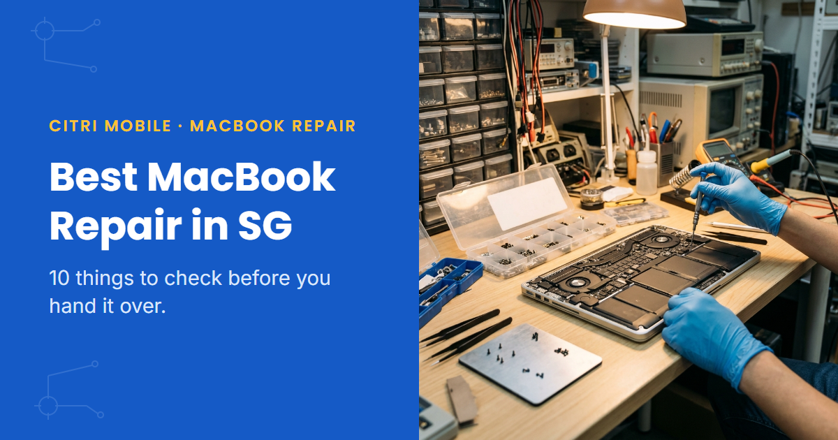 MacBook on a repair bench, MacBook repair Singapore