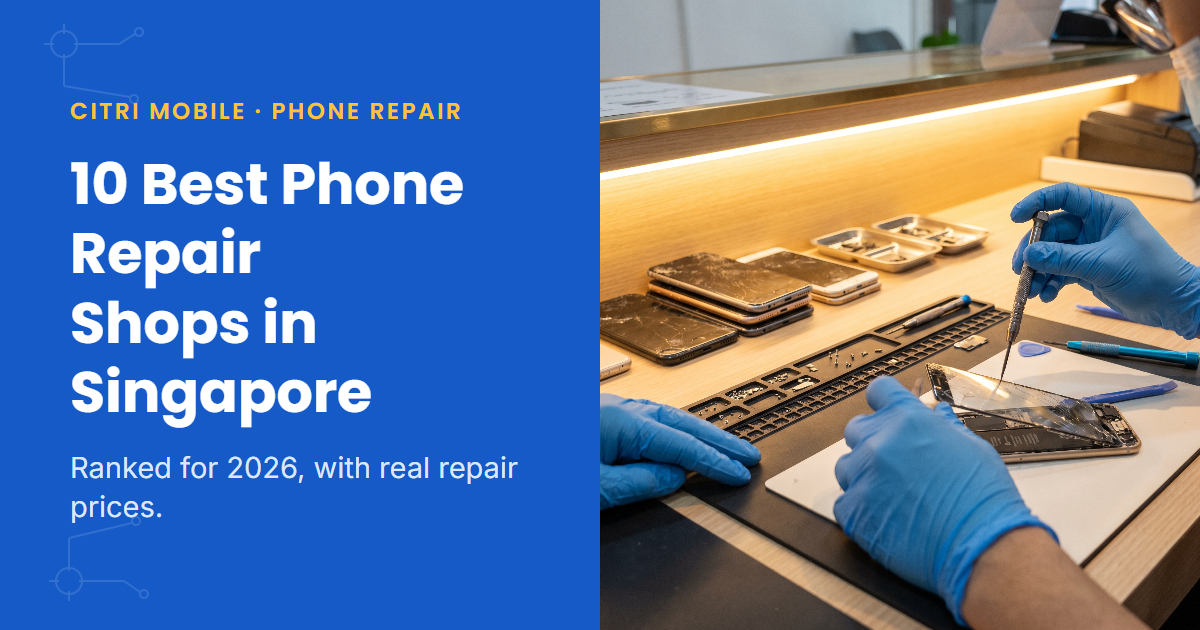 Phone repair shop counter, screen repair Singapore