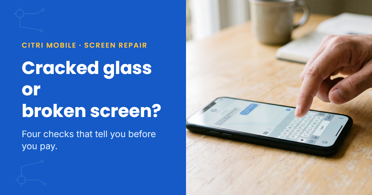cracked glass or broken screen