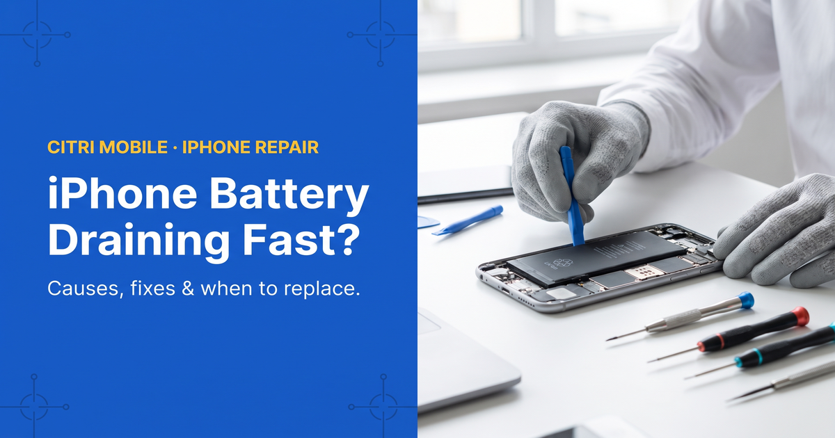 iPhone battery draining fast diagnosis and repair, Citri Mobile Singapore