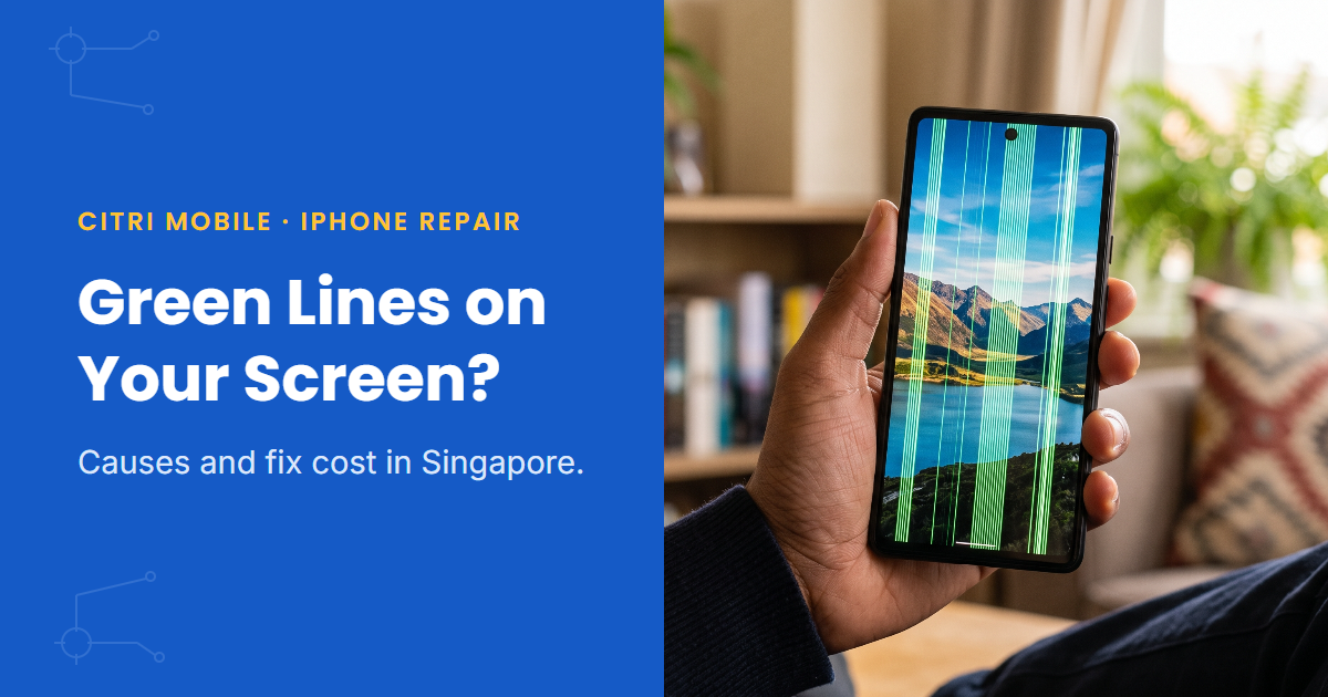 iPhone green line screen repair Singapore, Citri Mobile