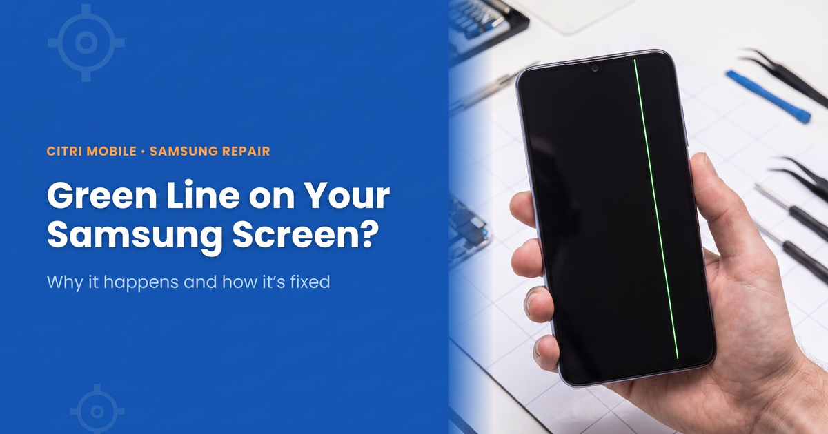 Green line fault on a Samsung phone screen, repair Singapore