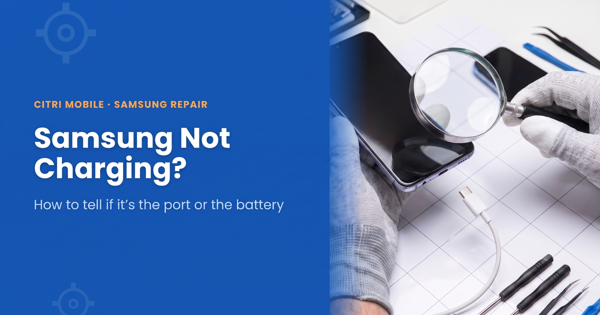 Samsung phone charging port check, repair Singapore